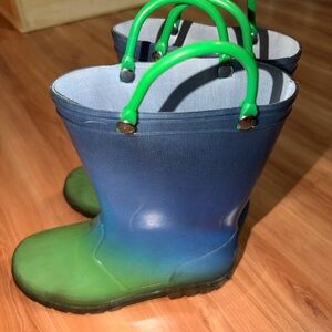 Kids Blue and Green Rain Boots